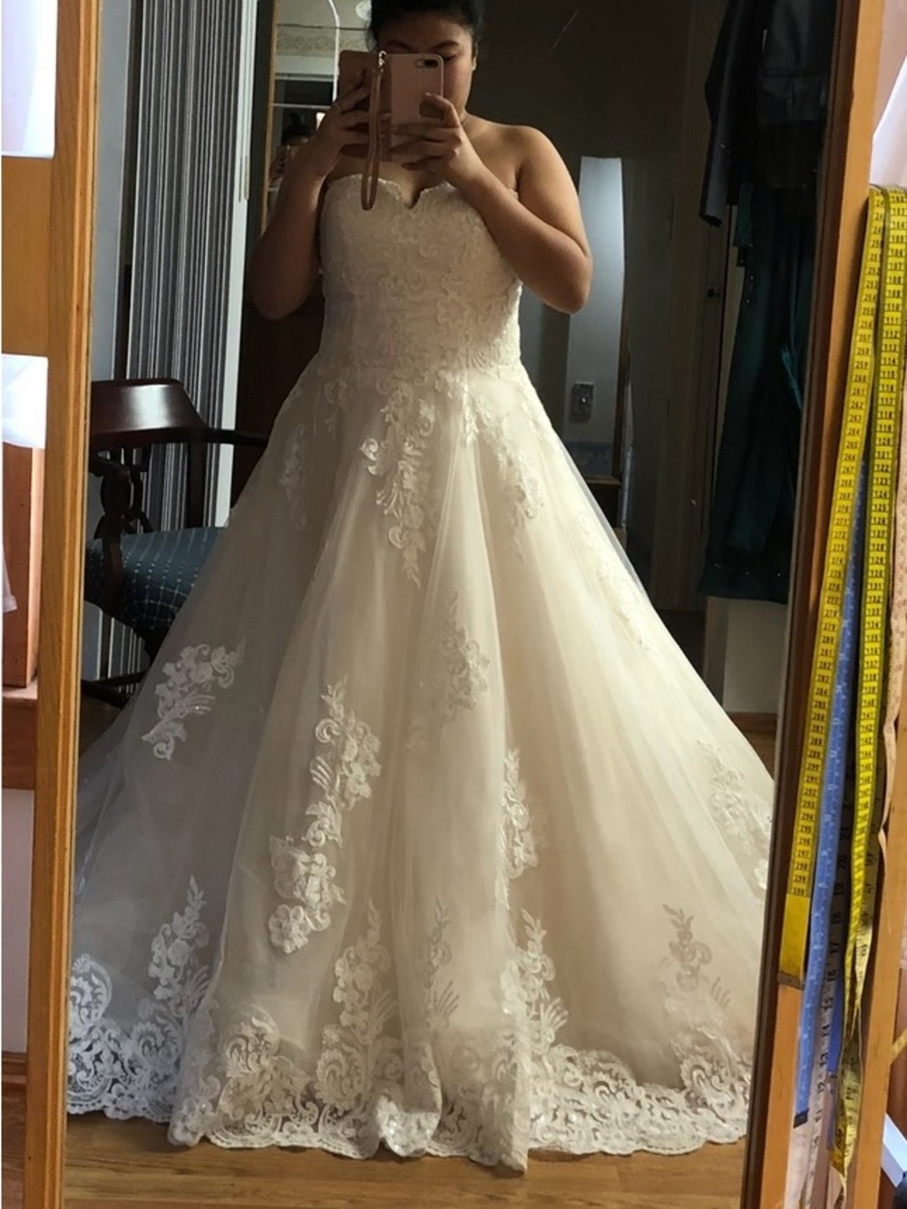 Strapless Lace Wedding Ball Gown Dress in Ivory